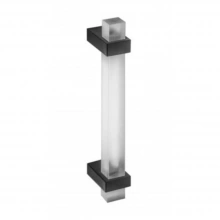 First Impressions Custom Door Pulls<br />SKY100 SAL - Sky 100 - Door Pull - 1" Solid Square Acrylic Clear or Frosted Grip, Wrap Around Straight Square Mounts in Aluminum