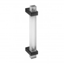 First Impressions Custom Door Pulls<br />SKY100 SBR - Sky 100 - Door Pull - 1" Solid Square Acrylic Clear or Frosted Grip, Adjustable Straight Square Mounts in Brass
