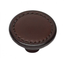 Turnstyle Designs - H1191 - Savile Leather, Cabinet Knob, Small Button