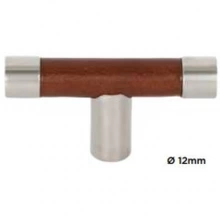 Turnstyle Designs - R1198 - Recess Leather, Cabinet Handle, Barrel T Bar