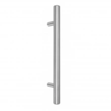 First Impressions Custom Door Pulls<br />WST125 SMTSS4 - Wasatch 125 - Door "Ladder" Pull - 1-1/4" Tubular Round Grip With End Caps and Straight Round Mounts in Stainless Steel