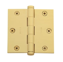 Baldwin<br />3.5" x 3.5" Square Corner .125" Single Hinge - 1035.003.I Lifetime Finish Polished Brass Door Hinge IN STOCK Quick Ship 
