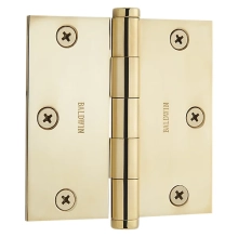 Baldwin<br />3.5" x 3.5" Square Corner Thick .125" Single Hinge - 1035.031.I Polished Brass No Lacquer Door Hinge IN STOCK Quick Ship 