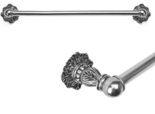 Carpe Diem Cabinet Knobs<br />1641   38"  -  Acanthus 36" c to c towel bar Renaissance style; 5/8" smooth bar