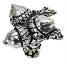 Carpe Diem Cabinet Knobs<br />2074   2-1/4"  - Triple acorn & oak leaf oversized knob 