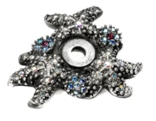 Carpe Diem Cabinet Knobs<br />22022617  2"  - Star fish knob & sea anemones back plate with Swarovski Crystals