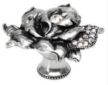 Carpe Diem Cabinet Knobs<br />2303  2-1/4" - Large rose knob with Swarovski Crystals