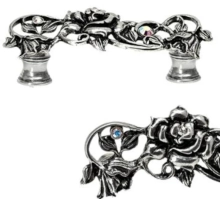 Carpe Diem Cabinet Knobs<br />2305   4-1/4"  - Rose 3" o.c. pull with Swarovski Crystals