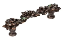 Carpe Diem Cabinet Knobs<br />2306 - Rose 4" o.c. pull with Swarovski Crystals&nbsp;&nbsp;