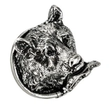 Carpe Diem Cabinet Knobs<br />2501  2-1/8"  - Large Bear Head knob with fish in mouth 