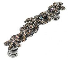 Carpe Diem Cabinet Knobs<br />2600   5" - Starfish & Sea Anemones 3" c to c pull with Swarovski Crystals Cluster