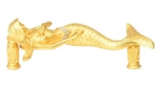 Carpe Diem Cabinet Knobs<br />2640   3-3/4"  - Mermaid 3" c to c pull with Swarovski Crystals Cluster