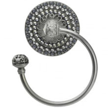 Carpe Diem Cabinet Knobs - 4259 - Juliane Grace II swing towel smooth ring right with 225 Swarovski Crystals