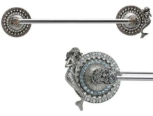 Carpe Diem Cabinet Knobs<br />4852   36-1/2"  -  Coastal Living with Mermaid 32" c to c towel bar; 5/8" smooth bar with Swarovski Crystals Cluster