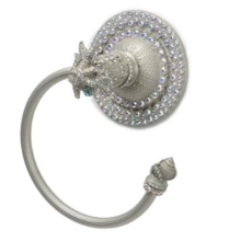 Carpe Diem Cabinet Knobs<br />4888   5-3/4"  - Coastal Living towel ring left with Swarovski Crystals cluster