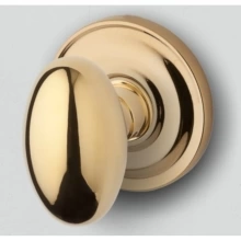 Baldwin - 5025.031.FD IN STOCK  - Egg Knob with 5048 Rose - Full Dummy Set, Non-Lacquered Brass Finish 5025031FD Quick Ship