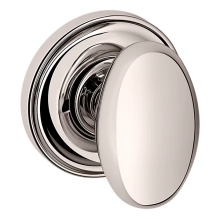 Baldwin<br />5025.055 EGG KNOB W/ 5048 ROSE- Polished Nickel - Pre-Configured Set With Knobs, Roses, Latch & 2 1/8 Adapter 5025055