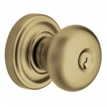 Baldwin - 5205.033 - Classic Knob - Keyed Entry with Classic Rose, Non-Lacquered Vintage Brass Finish 5205033 Quick Ship