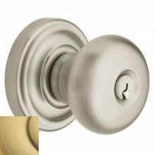 Baldwin - 5205.060 - Classic Knob - Keyed Entry with Classic Rose, Satin Brass & Brown Finish 5205060 Quick Ship