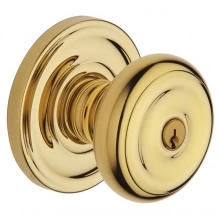 Baldwin - 5210.031 - Colonial Knob - Keyed Entry with Classic Rose, Non-Lacquered Brass Finish 5210031 Quick Ship