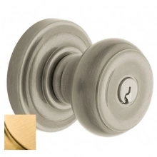 Baldwin - 5210.044 - Colonial Knob - Keyed Entry with Classic Rose, Lifetime Satin Brass Finish 5210044 Quick Ship