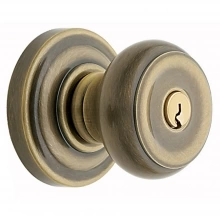 Baldwin - 5210.050 - Colonial Knob - Keyed Entry with Classic Rose, Satin Brass & Black Finish 5210050 Quick Ship