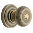 Baldwin<br />5210.050 - Colonial Knob - Keyed Entry with Classic Rose, Satin Brass & Black Finish 5210050 Quick Ship