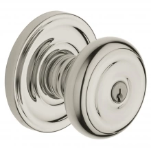 Baldwin - 5210.055 - Colonial Knob - Keyed Entry with Classic Rose, Lifetime Polished Nickel Finish 5210055 Quick Ship