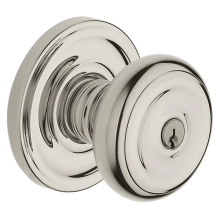 Baldwin<br />5210.055.ENTR - Colonial knob w/ Classic rose - Keyed Entry - Lifetime Polished Nickel 5210055 Quick Ship