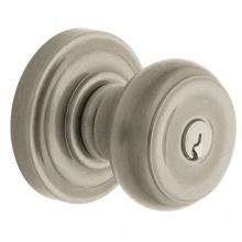 Baldwin - 5210.056 - Colonial Knob - Keyed Entry with Classic Rose - Lifetime Satin Nickel Finish 5210056 Quick Ship