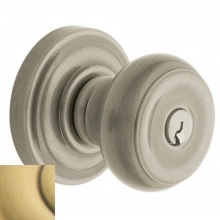 Baldwin - 5210.060 - Colonial Knob - Keyed Entry with Classic Rose, Satin Brass &amp; Brown Finish 5210060 Quick Ship
