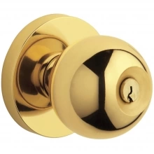 Baldwin - 5215.003 - Modern Knob - Keyed Entry with Contemporary Rose, Lifetime Polished Brass Finish 5215003 Quick Ship