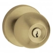 Baldwin<br />5215.033 - Modern Knob - Keyed Entry with Contemporary Rose, Non-Lacquered Vintage Brass Finish 5215033 Quick Ship