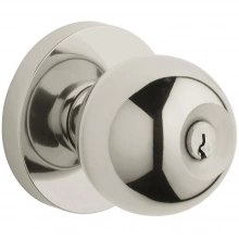 Baldwin - 5215.055 - Modern Knob - Keyed Entry with Contemporary Rose, Lifetime Polished Nickel Finish 5215055 Quick Ship