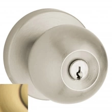 Baldwin - 5215.060 - Modern Knob - Keyed Entry with Contemporary Rose, Satin Brass &amp; Brown Finish 5215060 Quick Ship