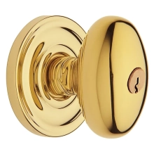 Baldwin<br />5225.003.ENTR - EGG KNOB W/ CLASSIC ROSE - KEYED ENTRY - LIFETIME POLISHED BRASS 5225003