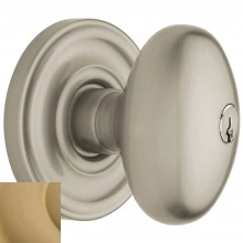 Baldwin - 5225.033 - Egg Knob - Keyed Entry with Classic Rose, Non-Lacquered Vintage Brass Finish 5225033 Quick Ship