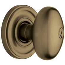 Baldwin - 5225.050 - Egg Knob - Keyed Entry with Classic Rose, Satin Brass and Black Finish 5225050 Quick Ship