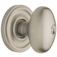 Baldwin<br />5225.056.ENTR - EGG KNOB W/ CLASSIC ROSE - KEYED ENTRY - LIFETIME SATIN NICKEL 5225056