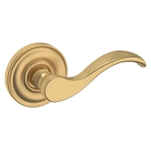 Baldwin<br />5455V.033.PASS IN STOCK - Wave Lever with 5048 Rose - Passage Set, Vintage Brass Finish 5455V033PASS Quick Ship