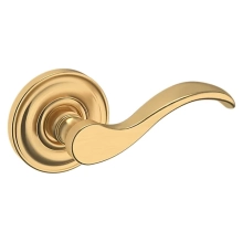 Baldwin<br />5455V.044.PASS IN STOCK - Wave Lever with 5048 Rose - Passage Set, Lifetime (PVD) Satin Brass Finish 5455V044PASS Quick Ship