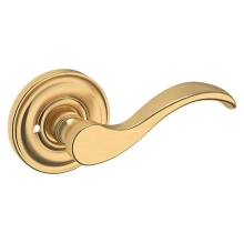 Baldwin<br />5455V.044.PRIV IN STOCK - Wave Lever with 5048 Rose - Privacy Set, Lifetime (PVD) Satin Brass Finish 5455V044PRIV Quick Ship