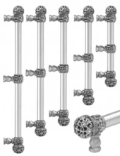 Carpe Diem Cabinet Knobs - 5707 - Juliane Grace small finial 12" c to c appliance/long pull; 5/8" smooth bar & center brace with 61 Swarovski Crystals