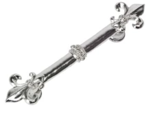Carpe Diem Cabinet Knobs<br />599  6-1/2" -  Charlemagne 4" c to c pull with large Fleur De Lys