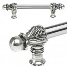 Carpe Diem Cabinet Knobs - 821S    8-5/8"  - Acanthus Romanesque style 6" c to c long pull; 1/2" smooth bar