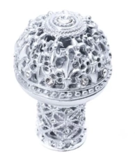 Carpe Diem Cabinet Knobs<br />7615  1-7/16" - Versailles large Round Knob Fleur De Lys open basket with Swarovski Crystals