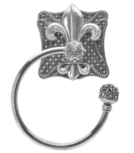 Carpe Diem Cabinet Knobs<br />7726   6"  - Versailles swing towel smooth ring right with Swarovski Crystals