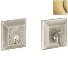 Baldwin - 8254.06 - SQUARED DEADBOLT FOR 2 1/8" DOOR PREP - SATIN BRASS AND BROWN 8254060 Baldwin - 8254.06 - SQUARED DEADBOLT FOR 2 1/8" DOOR PREP - SATIN BRASS AND BROWN 8254060