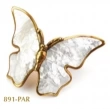 Schaub<br />891-PAR - Solid Brass, Symphony, Pull, Nature, Butterfly, Mother of Pearl Inlay, Paris Brass, 1-1/2" cc