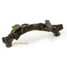 Schaub - 895-PBZ-HBZ - Solid Brass, Symphony, Art Designs, Frog on a Log Pull, 5-1/2"cc, Pompeian Bronze/Highlight Bronze finish